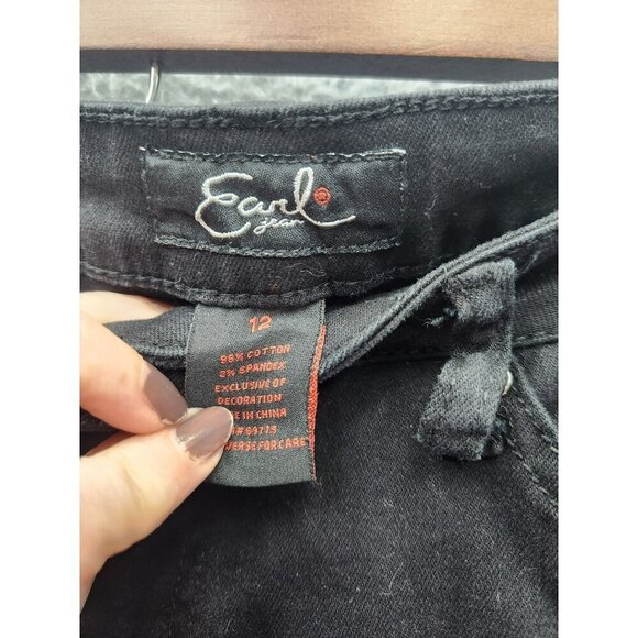 Earl Jeans Black Skinny Ankle Embroidered Floral Pants Womens Size 12 Cotton/Spa - Picture 5 of 9